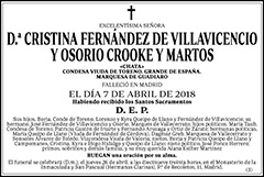 Cristina Fernández de Villavicencio y Osorio Crooke y Martos